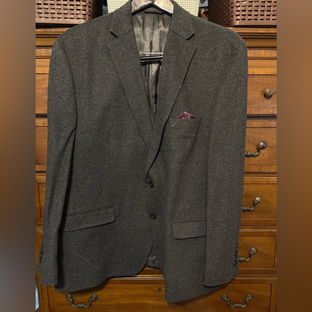 Lauren Ralph Lauren 48R Charcoal Gray Wool Silk Cashmere Blazer Sport Coat Mens
